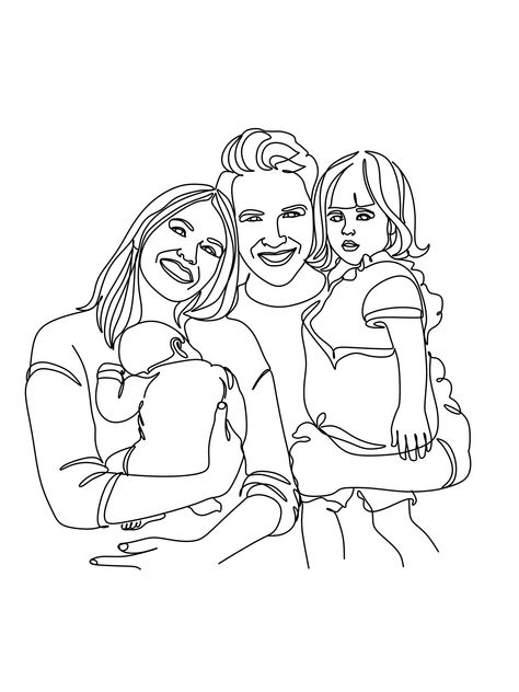 Line drawing family, Line drawing art on Behance Family Line Drawing, Line Drawing Family, One Line Portrait, Art For Mom, Dog Illustration Art, Drawing Family, Butterfly Line Art, Family Gift Ideas, Dog Line Drawing