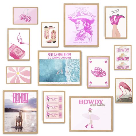 PRICES MAY VARY. COASTAL COWGIRL DECOR: Turn your aesthetic pink wall decor into coastal, preppy and western haven where personality takes center stage. Explore the pinky cowgirl, and coastal captivating beachy wall prints that define this style. Choosing wall art ensures your moody room decor aesthetic radiates with aesthetic prints. PINK WALL ART DECOR: Elevate the ambiance of your living room, bedroom, home office, college dorm, kitchen, dining room, or coffee shop with our moody wall art col Coastal Cowgirl Aesthetic Room Decor, Pink Coastal Bedroom, Room Decor Aesthetic Pink, Pink Room Decor Aesthetic, Coastal Granddaughter Room, Pink Coastal Cowgirl, Room Decor Coastal, Dorm Pictures, Coastal Cowgirl Decor