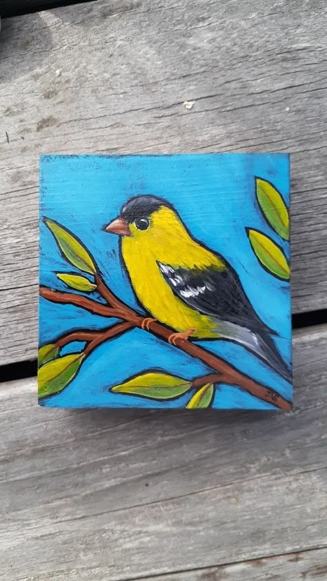 Easy Bird Painting Acrylics, Bird Painting Easy, Easy Bird Painting, Lotus Artwork, Bird Painting Acrylic, Bird Paintings On Canvas, Mini Toile, Colorful Canvas Art, Composition Painting