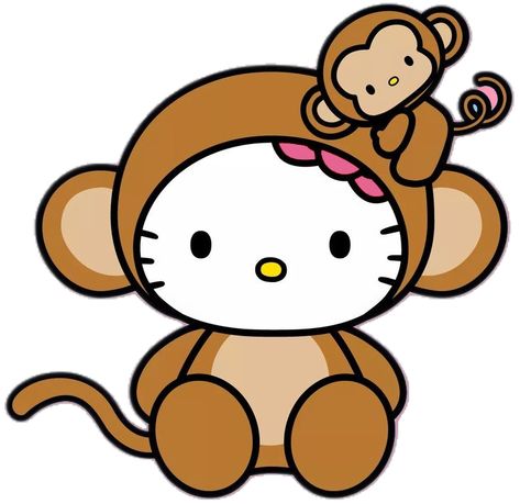 Hello Kitty Aesthetic Hello Kitty Cut Out, Monkey Bouquet, Cute Monkey Wallpaper, Hello Kitty Cow, Bouquet Toppers, Cute Monkey Cartoon, Monkey Icon, Monkey Cartoon, Happy Monkey