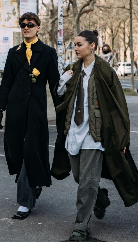 Edvin Ryding Magazine, Genderqueer Fashion Androgynous Style, Masc Femme Outfits, Rock Street Style, Paris Fashion Week Men, Long Coats, Streetwear Men Outfits, Fashion Images, Couple Outfits