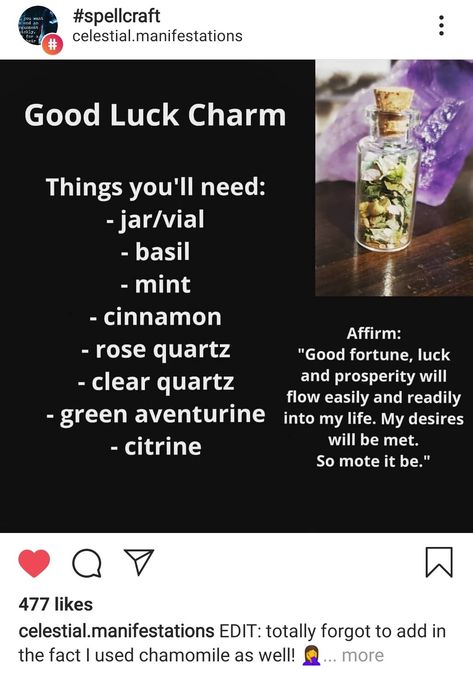 Good Luck Charm Spell, Good Luck Charms Diy, Luck Magic, How To Make A Good Luck Charm, Good Luck Spell, Good Luck Charms, Good Luck Charms Symbols, Smudging Crystals, Money Spells Magic