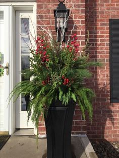 Christmas Outdoor Planters Front Porches, Outdoor Holiday Planters, Holiday Planters, Porch Pots, Winter Planters, Christmas Planter, Christmas Urns, Outdoor Christmas Planters, Outside Christmas Decorations