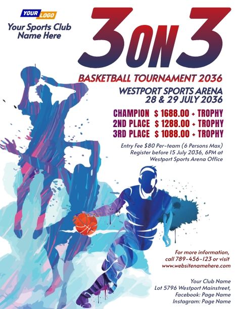 Online free basketball tournament poster maker. Click to edit online & enjoy free download :-) Basketball Tournament Poster, Poster Basket, 3 On 3 Basketball Tournament, Tournament Poster, Bowling Tournament, Church Branding, Free Basketball, Basketball Poster, Infographic Poster