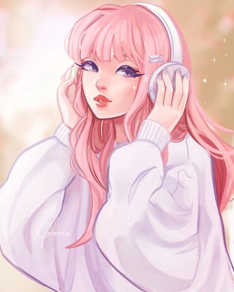 Pink Hair Oc, Kawaii Character Design, Pink Girls Art, Characters With Pink Hair, Spotify Wrapped, Female Icons, Writing Stories, Queen Anime, Anime Christmas