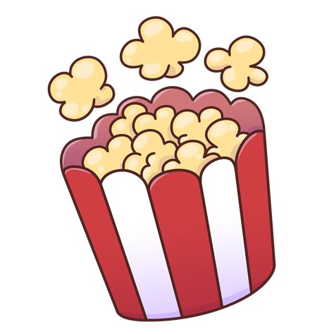 Movie Night Sticker Popcorn Bucket Cartoon Illustration Popcorn Illustration Cute, Popcorn Icon, Popcorn Illustration, Cartoon Popcorn, Popcorn Clipart, Movie Stickers, Movie Snacks, Popcorn Bucket, Rubber Hose