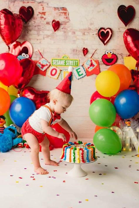 Elmo 1st Birthday, Sesame Street Cake, Sesame Street Birthday Party, 1st Birthday Cake Smash, Elmo Birthday, Sesame Street Birthday, Birthday Cake Smash, First Birthday Photos, 1st Birthday Cake