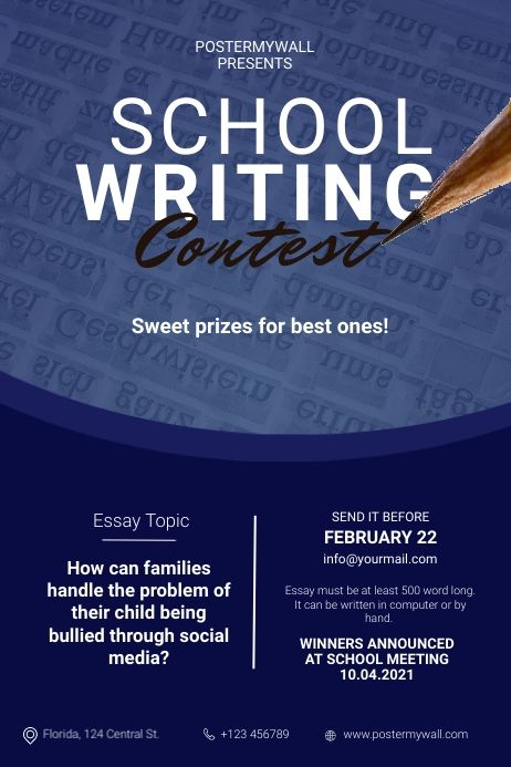 Writing Competition Poster Design, Student Campaign Flyer Design, Academic Poster Template, University Event Poster, University Course Poster, Contest Poster, Academic Essay Writing, Event Poster Template, Essay Contests