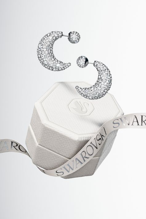 Gift them the moon with these stunning puffy pavé #SwarovskiLuna earrings, shimmering with savoir-faire. #Swarovski #CelebrateWonder #CrystalMetamorphosis​ Jewelry Mood Board, Swan Logo, Instagram Gift, Swarovski Jewelry, Sparkling Crystal, Dream Jewelry, Gold Jewelry Fashion, Everyday Jewelry, Accessories Branding