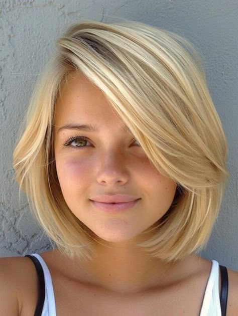 Bob Haircuts Round Face, Haircuts For Round Faces Short, Haircut For A Round Face, Medium Pixie, Medium Bobs, Girls Haircuts, Bob Haircut For Girls, Haircuts For Girls, Balayage Long Hair