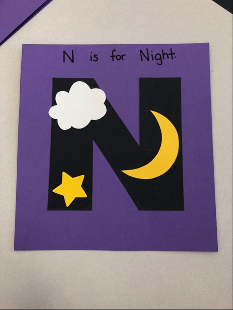 N Letter Crafts For Preschool, Letter Nn Crafts For Preschoolers, N For Night Craft, Prek Letter N Activities, Letter N Crafts For Preschoolers Art, N Is For Craft Preschool, N Craft Preschool, Letter D Craft For Preschool, N Is For Night Craft