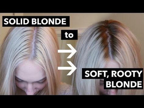 DIY root smudge/shadow root - soften roots on solid blonde - YouTube Root Smudge Blonde, Solid Blonde, Silver Grey Hair Dye, Shadow Roots Hair, Rooty Blonde, Root Smudge, Blonde Hair With Roots, Grey Hair Dye, Hair Shadow