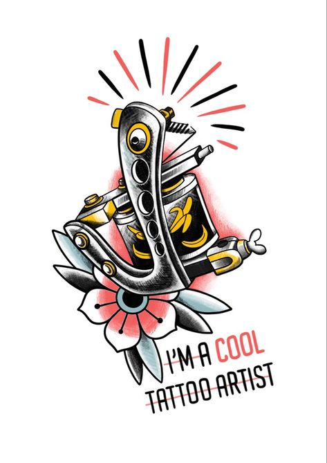 Coil Machine Tattoo Design, Tattoo Machine Tattoo Design, Tattoo Machine Logo, Traditional Tattoo Machine, Cartoon Tshirts, Tattoo Art Drawings Sketches, Tattoo Machine Drawing, Tattoo Machine Art, Tattoo Machine Design