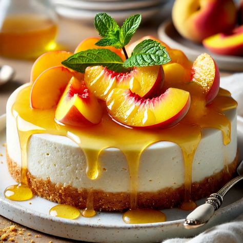 🍑 No-Bake Peach Cheesecake 🍑 Savor summer with this delightful No-Bake Peach Cheesecake! 😋 It's bursting with juicy peaches, crunchy pecans, and a creamy cheesecake filling—no oven needed! Perfect for those warm days. ☀️ Ingredients: 🍪 Crust: Graham crackers, pecans, cinnamon, butter 🍨 Cheesecake: Cream cheese, condensed milk, vanilla, whipped topping 🍑 Peach Compote: Fresh peaches, brown sugar, vanilla, cinnamon Instructions: 1️⃣ Crust: Mix graham crumbs, pecans, cinnamon, and butter. Pre... Cream Cheese Condensed Milk, Cheesecake Cream Cheese, Cheesecake Cream, Peach Compote, Peach Cheesecake, Baked Peach, Cinnamon Butter, Fresh Peaches, Cheesecake Filling