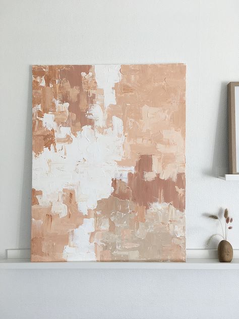 Diy Art Over Couch, Textured Art Aesthetic, Natural Abstract Art, Neutral Acrylic Painting, Neutral Canvas Painting, Abstract Beige Art, Neutral Paintings, Beige Painting, Diy Abstract Canvas Art