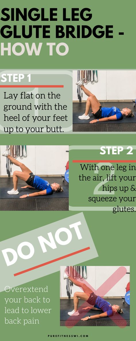 Build bigger glutes by doing a single leg glute bridge properly. Focus on your glutes not on the height of your hips! Building Glutes, Single Leg Glute Bridge, Glute Bridge, Strong Muscles, Hip Ups, Muscle Fitness, Muscle Groups, Calisthenics, Lower Body Workout