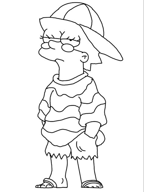 Lisa Simpson Coloring Pages, The Simpsons Coloring Pages, Simpsons Coloring Pages, Simpsons Tattoo, Simpsons Drawings, Owl Tattoo Design, Black And White Cartoon, Swag Cartoon, Cartoon Sketches