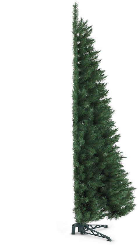 JCP 6.5' Spruce Half-Tree Christmas Tree.. Cool! Half Christmas Tree, Half Christmas, Big Christmas Tree, Christmas Trees For Kids, Christmas Apartment, Small Studio Apartments, Little Christmas Trees, Studio Apartments, Tiny Space