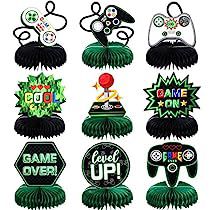 Game Party Decorations, Kids Party Centerpieces, Honeycomb Table, Video Game Party Decorations, Video Game Birthday, Baby Shower Party Themes, Baby Shower Pictures, Video Games Birthday Party, Party Table Centerpieces