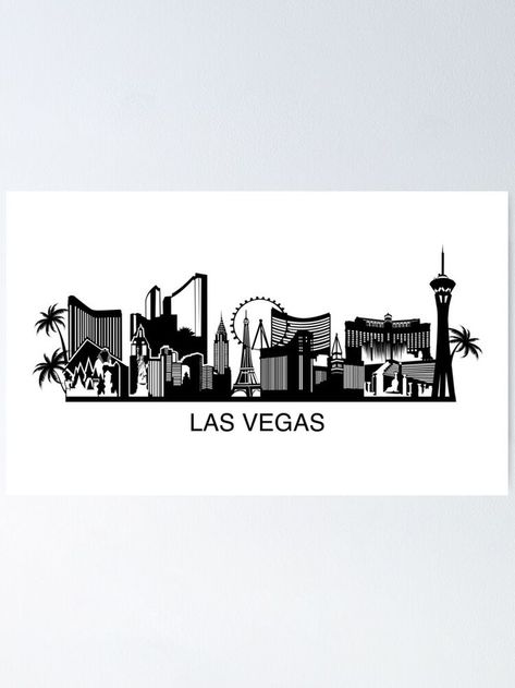 Vegas Skyline Silhouette, Urban Wall Decor, Las Vegas Skyline, Skyline Tattoo, Skyline Drawing, Cityscape Drawing, Vegas Tattoo, Vegas Skyline, Tattoo Concepts