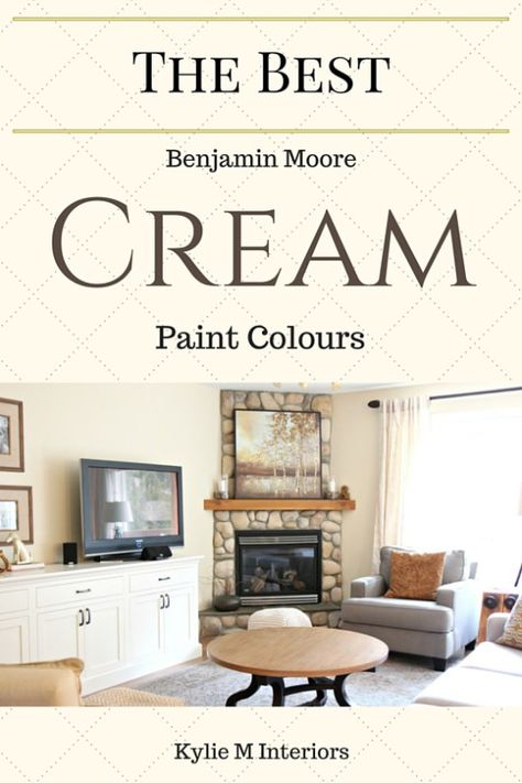 The best Benjamin Moore cream paint colours for a room. Including Gentle Cream, Muslin and Navajo White by Kylie M Interiors Soft Cream Paint Colors, Rich Cream Benjamin Moore, Lancaster Whitewash Benjamin Moore, Warm Cream Paint Colors, Benjamin Moore Cream, Benjamin Moore Natural Cream, Interior Paint Colors For Living Room, Cream Paint Colors, Behr Ultra