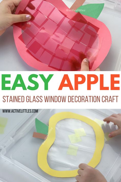 easy apple craft 10 Apples Up On Top Craft, Apple Classroom Decorations, Fall Window Decorations, Apple Crafts Preschool, Apple Classroom, Paper Apple, Preschool Apple Theme, Apple Preschool, Apple Craft