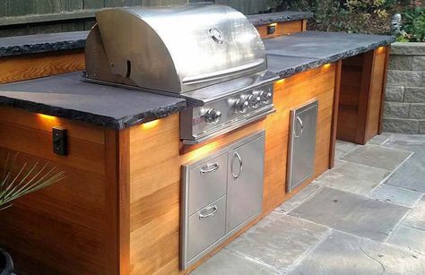 Garden Bbq Area, Outdoor Grill Island, Bbq Guys, Pool Kitchen, Outdoor Grill Area, Backyard Grill, Kitchen Design Gallery, Outdoor Grill Station, Grill Island