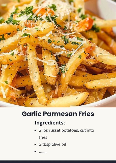 Tasty Cooking - easy & yummy | Garlic Parmesan Fries 🍟🧄🧀 | Facebook Garlic Parmesan Fries, Parmesan Fries, Cooking Easy, Garlic Fries, Cheese Fries, Russet Potatoes, Garlic Parmesan, Parmesan Cheese, Grated Parmesan Cheese