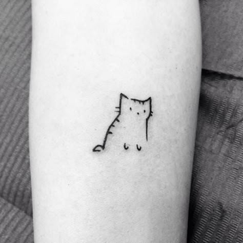 20 Minimalist Cat Tattoos for the Subtle Cat-Lover A Cat Tattoo, Minimalist Cat Tattoo, Noir Tattoo, Kitty Tattoos, Cat Tattoo Simple, Tier Tattoo, Cute Cat Tattoo, Tato Henna, Black Cat Tattoos