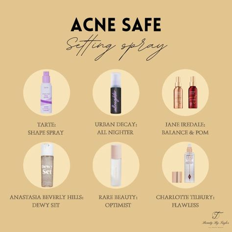 Acne Safe Foundation, Spray Skincare, Drugstore Setting Powder, Clean Hairstyles, Acne Safe Makeup, Appearance Tips, Vegan Makeup Products, Sephora Wishlist, Hair Colors Ideas