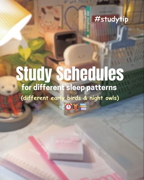 Different study schedules for different sleep patterns 💌 Which type of student are you??? Night owl or early bird? Personally I definitely am an early bird 🦢 haha🤭 I hope these schedules will be helpful to you 🫶 Do let me know in the comments which type of student are you 🌷 Follow @thatgirl.student for more tips 🥰🤝 [ #study #studyplanner #studyschedule #studyhacks #studygram #studywithme #student #studenttips #studymotivation #studenthacks #thatgirlstudent ] Study Schedule For Night Owls, Study Time Table, Tips Study, Student Hacks, Time Table, Study Schedule, Class 8, Sleep Schedule, Sleep Pattern