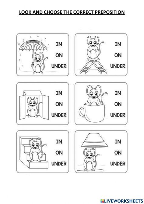 Prepositions Activities For Kids, Preposition Worksheets, English Prepositions, Teach English To Kids, English Grammar For Kids, Reading Comprehension Kindergarten, English Worksheets For Kindergarten, Grammar For Kids, English Activities For Kids