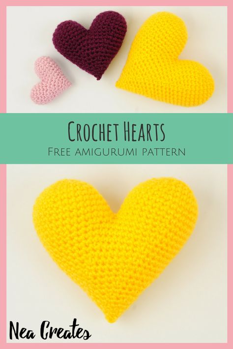 Crochet Backpacks, Free Heart Crochet Pattern, Crocheted Hearts, Beginners Amigurumi, Crochet Valentine Patterns, Amigurumi For Beginners, Crochet Hearts, Cute Amigurumi, Crochet Heart Pattern