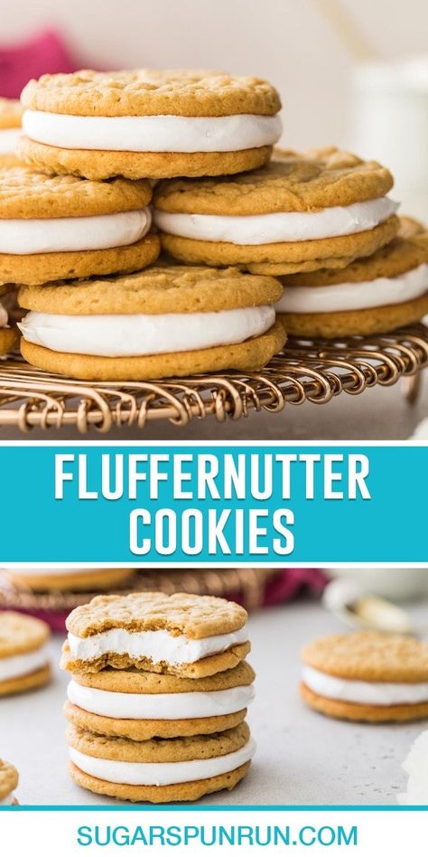 Fluffernutter Cookies, Cookies Sandwich, Marshmallow Filling, Sugar Spun Run, Peanut Butter Sandwich Cookies, Cookie Sandwich Recipes, Peanut Butter Marshmallow, Chewy Peanut Butter Cookies, Peanut Butter Sandwich