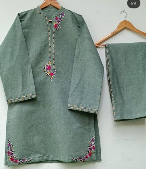 Cotton Kurti Embroidery Designs, Minimal Embroidery Design, Casual Spring Outfits Women, Dresses Women Over 50, Dresses For Women Over 50, Elegant Fashion Outfits, Simple Dress Casual, Embroidery Fashion Detail, Trendy Shirt Designs