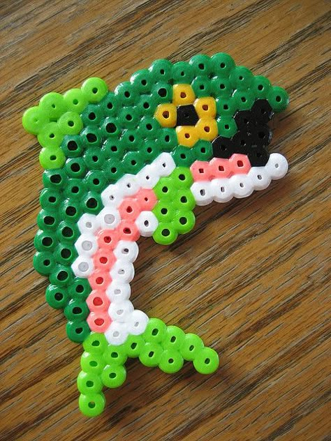 Perler Bead Bass Fish by Kid's Birthday Parties, via Flickr Perler Bead Ideas, Perler Bead Designs, Melt Beads Patterns, Melty Bead Patterns, Pearl Beads Pattern, Easy Perler Beads Ideas, Fish Beads, Fuse Bead Patterns, Hama Beads Design