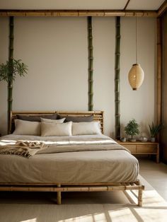 Bamboo Theme Bedroom, Bamboo Bedroom Ideas, Minimal Bed, Bamboo Bedroom, Bamboo Bed Frame, Philippines House, Zen Vibes, Calming Aesthetic, Bamboo Bed