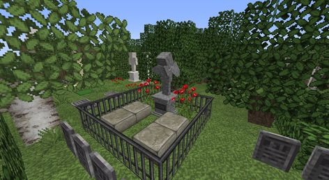 Minecraft Grave Stone Ideas, Minecraft Pet Cemetary, Minecraft Cemetary Ideas, Minecraft Headstone, Minecraft Gravestone Design, Mc Graveyard, Cemetery Minecraft Ideas, Minecraft Graveyard Designs, Graveyard Minecraft Ideas