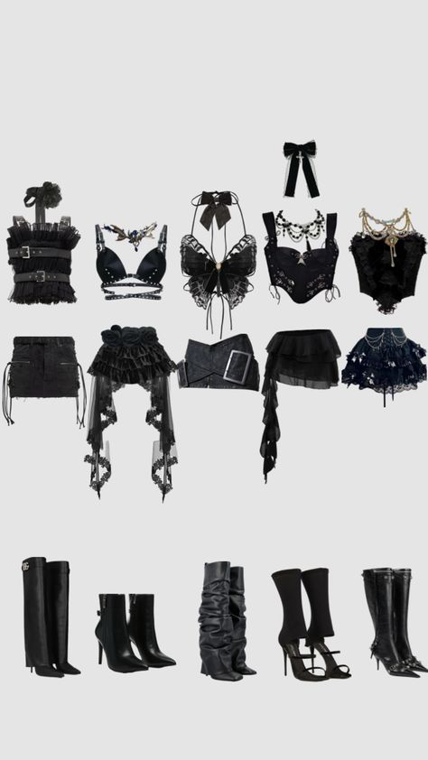 #kpop Ae Outfits, Kpop Concert Outfit, Solo Costume, 2000s Clothes, Preformance Outfits, Fashion Top Outfits, Concert Fits, Emo Outfits, Girls Show