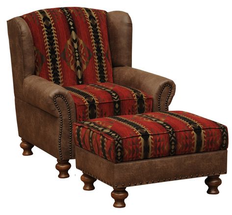 Rambler Furniture: Wooded River — Wooded River Southwestern Chairs, Western Chair, Western Living Room, Western Rooms, Wood River, Leather Club Chairs, Chair Ottoman, Leather Sofas, Chair Storage