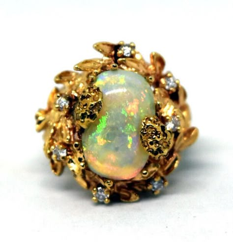 DESCRIPTION Vintage 14K Yellow Gold and Opal Ring Size 6. Weight: 11.34 grams. Opal is approx. 14mmX9mm. All The fine jewelry including (Rings, Bracelets, Necklaces, Earrings, etc) are tested and examined by a Professional jeweler for stones, diamonds, gold, silver, Length, Size, Weight and dimensions. Photo may have been enlarged and /or enhanced. Please leave all five stars feedback if you are satisfied with your purchase. If you are not satisfied, contact me before leaving less than five star Vintage Opal Ring, Opal And Diamond Ring, Opal Ring Vintage, Edwardian Jewelry, Antique Wedding Rings, Dream Engagement Rings, Jewelry Lookbook, Rings Bracelets, Paypal Payment