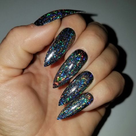 Galaxy Nails, Holographic Nails, Halloween Nail Art, Birthday Nails, My Nails, Chrome Nails, Clean Girl, Nail Decorations, Black Nails