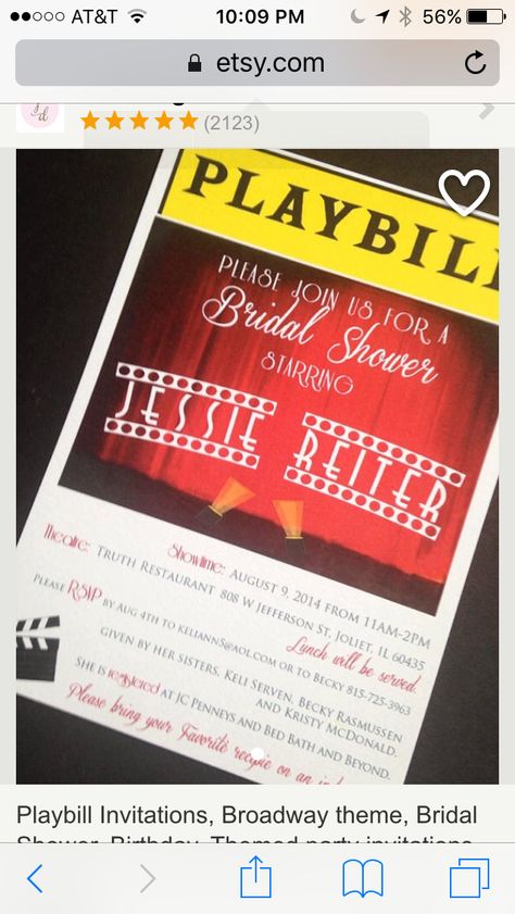 Broadway Theme, Bridal Shower Inspo, Star Shower, Bridal Shower Theme, Bridal Shower Invitations, Wedding Shower, Bridal Party, Party Invitations, Party Themes