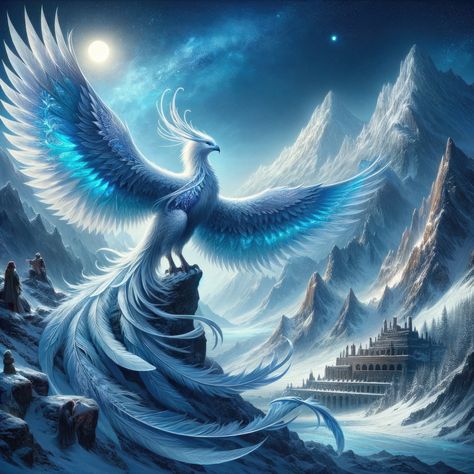 Water Phoenix Bird, Ice Bird Fantasy Art, Ice Phoenix Bird, Blue Phoenix Art, Blue Phoenix Tattoo, Blue Phoenix Bird, Phoenix Blue, Phoenix Bird Art, Phoenix Wallpaper