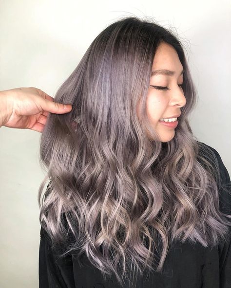 Purple Ash Balayage, Ash Violet Balayage, Ash Purple Balayage, Ash Grey Balayage, Ash Purple Hair, Balayage Purple, Lavender Balayage, Grey Balayage, Purple Grey Hair