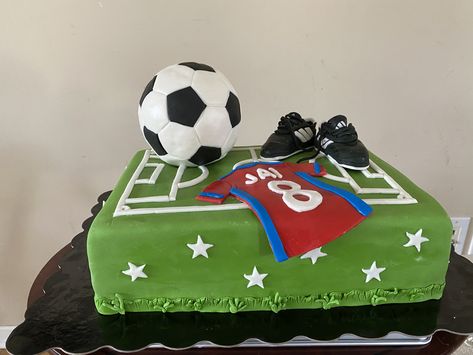 Football Themed Cakes, Soccer Ball Cake, Soccer Birthday Cakes, Football Birthday Cake, 8th Birthday Cake, Soccer Cake, Soccer Birthday Parties, Sport Cakes, Football Birthday Party