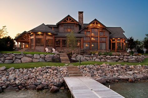 Amazing lake home Cabin Mansion, Bedroom Rustic, Lake Of The Ozarks, Rustic Retreat, The Ozarks, Log Cabin Homes, Marmaris, Rustic Bedroom, Dream House Exterior