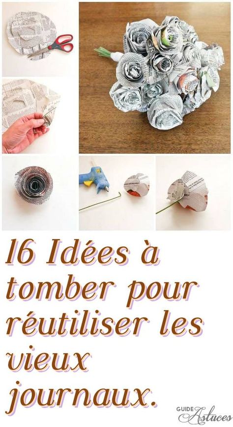 16 Idées à tomber pour réutiliser les vieux journaux Classroom Crafts, Home Deco, Stampin Up, Origami, Crochet Earrings, Recycling, Scrapbooking, Tes, Upcycling