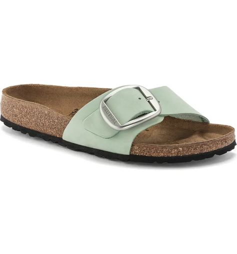 Birkenstock Madrid Big Buckle Slide Sandal | Nordstrom Madrid Big Buckle, Birkenstock Madrid Big Buckle, Birkenstock Styles, Neutral Heels, Birkenstock Women, Calf Muscles, Birkenstock Madrid, Buckle Sandals, Eva Sole