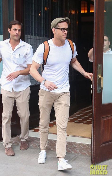 Ryan Reynolds wearing J Brand Brooks Trouser in Twill, Tom Ford Acetate Frame Fashion Glasses and Adidas Stan Smith Sneakers Adidas Pants Outfit, Sports Wear Outfits, Fashion Glasses, Ryan Reynolds, Sneakers Men Fashion, Adidas Pants, Mens Casual Outfits, Wearing Clothes, Sport Pants